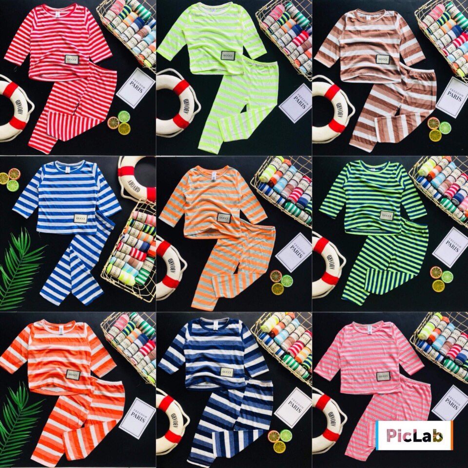 COMBO 3 BỘ COTTON KẺ NGANG BÉ TRAI/GÁI SIZE 8-17KG