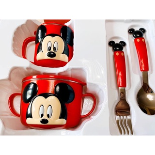 Set tô ly muỗng nĩa hình Frozen Car95 Mickey Minnie cho trẻ em bé trai gái Disney