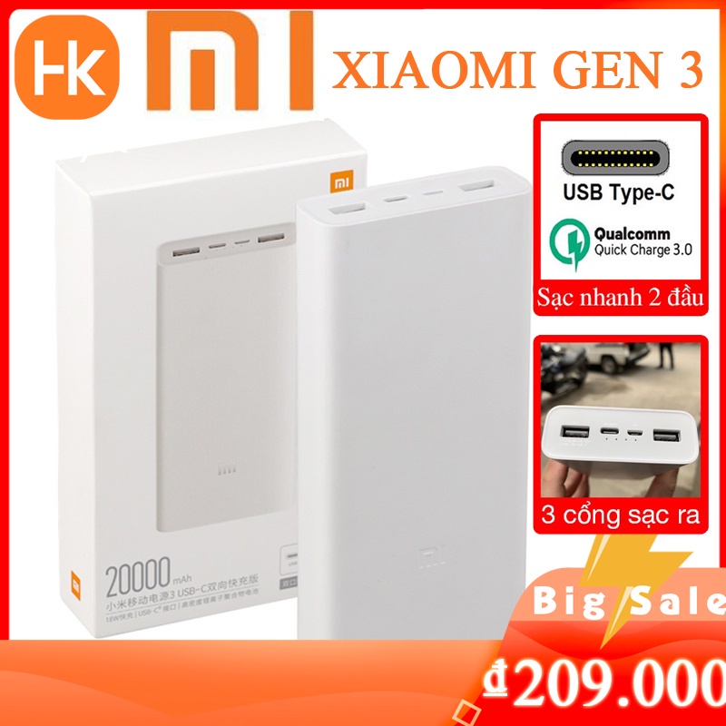 Sạc Dự Phòng Xiaomi Redmi Sạc Nhanh 20000mah củ sạc dự 10000mah Fast Charge Power Bank Chính Hãng