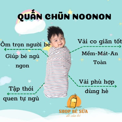 Quấn Chũn 𝑭𝑹𝑬𝑬𝑺𝑯𝑰𝑷  Nhộng Chũn NOONON - Khăn Quấn Mùa Hè Cho Bé Ngủ Ngon, Sâu Giấc, Mát Mẻ - QC01