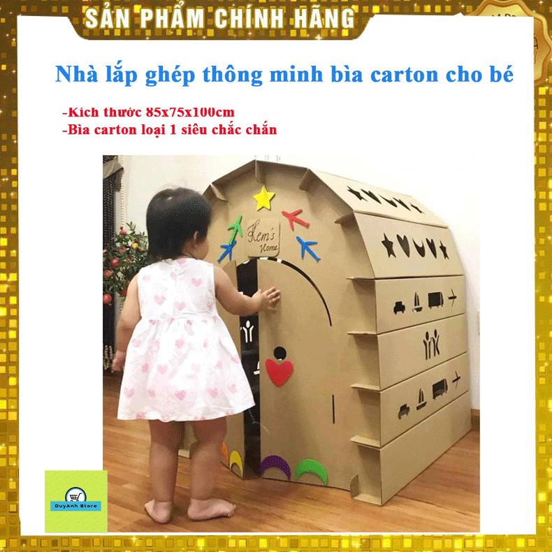 (Size lớn nhất) Ngôi nhà đồ chơi bìa carton loại 1 lắp ghép thông minh cho bé - An toàn cho sự phát triển của trẻ