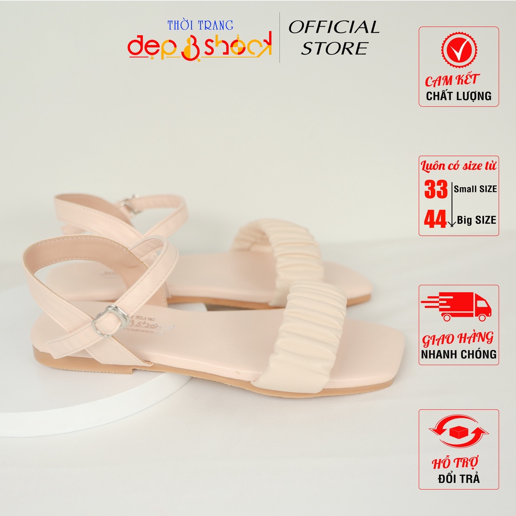 Sandal quai ngang bèo nhún đế bệt cao cấp có Big Size 42 43 thời trang Depvashock
