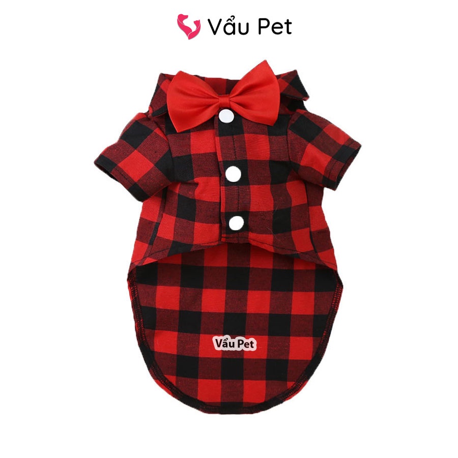 Áo cho chó mèo Sơ mi cổ nơ - Quần áo cho chó poodle, con, lớn, mèo, thú cưng Vẩu Pet Shop