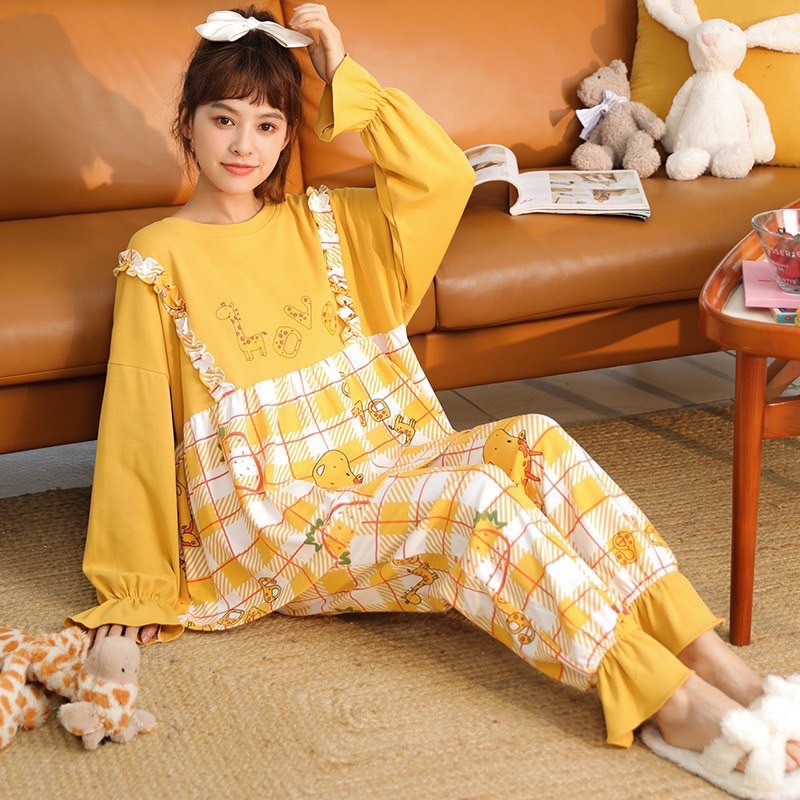 Bộ ngủ thu đông dài tay dễ thương tiểu thư hàn quốc | BigBuy360 - bigbuy360.vn