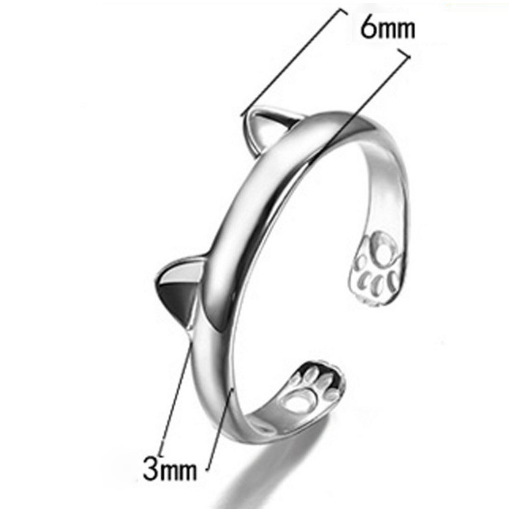 Nhẫn dáng hở Mihan1 hình tai mèo màu bạc dễ thương