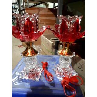 ĐÈN THỜ 1 BÔNG THỦY TINH PHA LÊ ĐỔI MÀU CAO CẤP 20CM