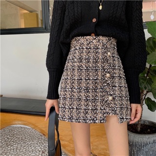 Chân váy tweed 2 màu đen - trắng
