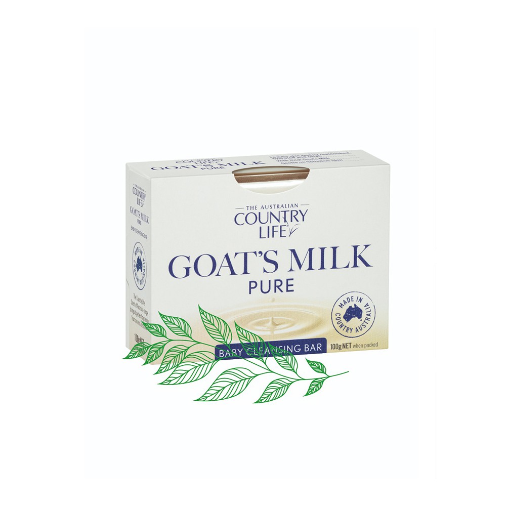 Xà bông cục Country Life Goat's Milk Úc 100g, chiết xuất kết hợp sữa dê và mật ong, oải hương, tầm xuân, đu đủ, trà xanh
