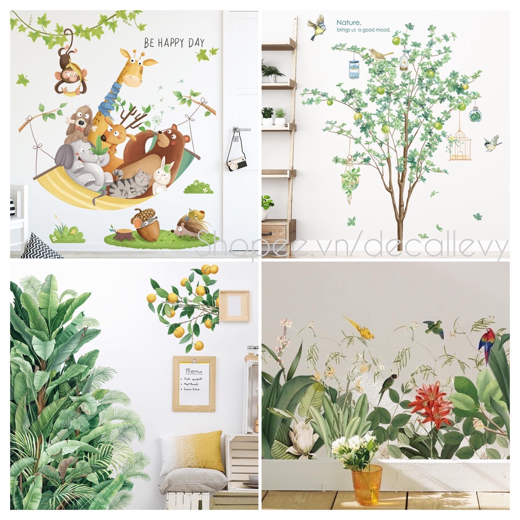 Decal dán tường ⚡RẺ VÔ  ĐỊCH⚡ Tranh dán tường - nhựa PVC Vinly không thấm nước- decor chụp ảnh phong phú