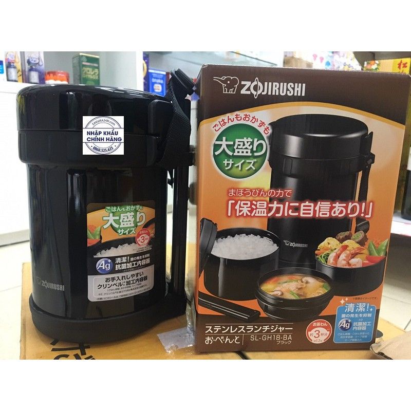 [BIG SALE] Hộp cơm giữ nhiệt 3 ngăn Zojirushi ZOCM-SL-GH18-BA 1.3L