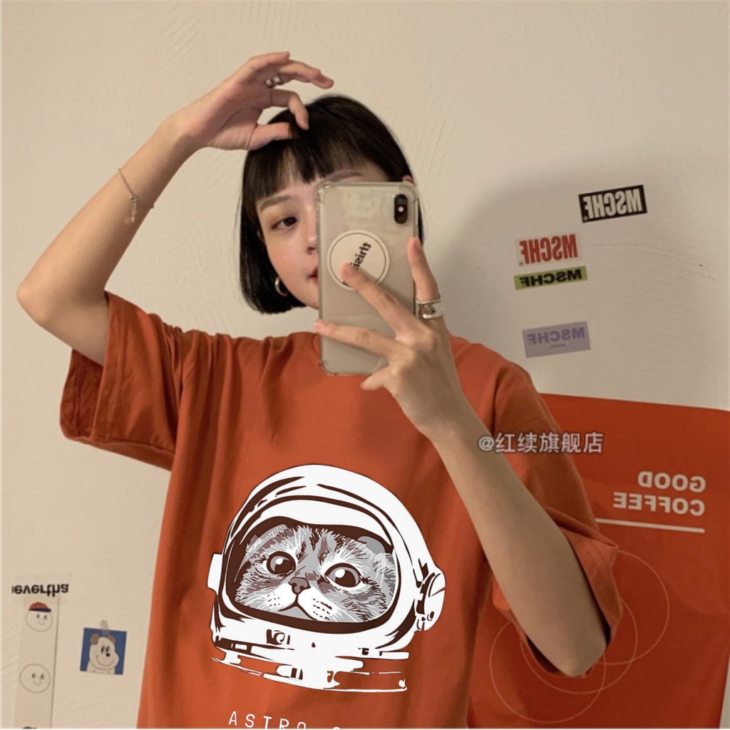 Áo thun tay lỡ  ASTRO CAT  phông Unisex nam nữ tee oversize form rộng pull Ulzzang Streetwear Hàn Quốc vải mềm