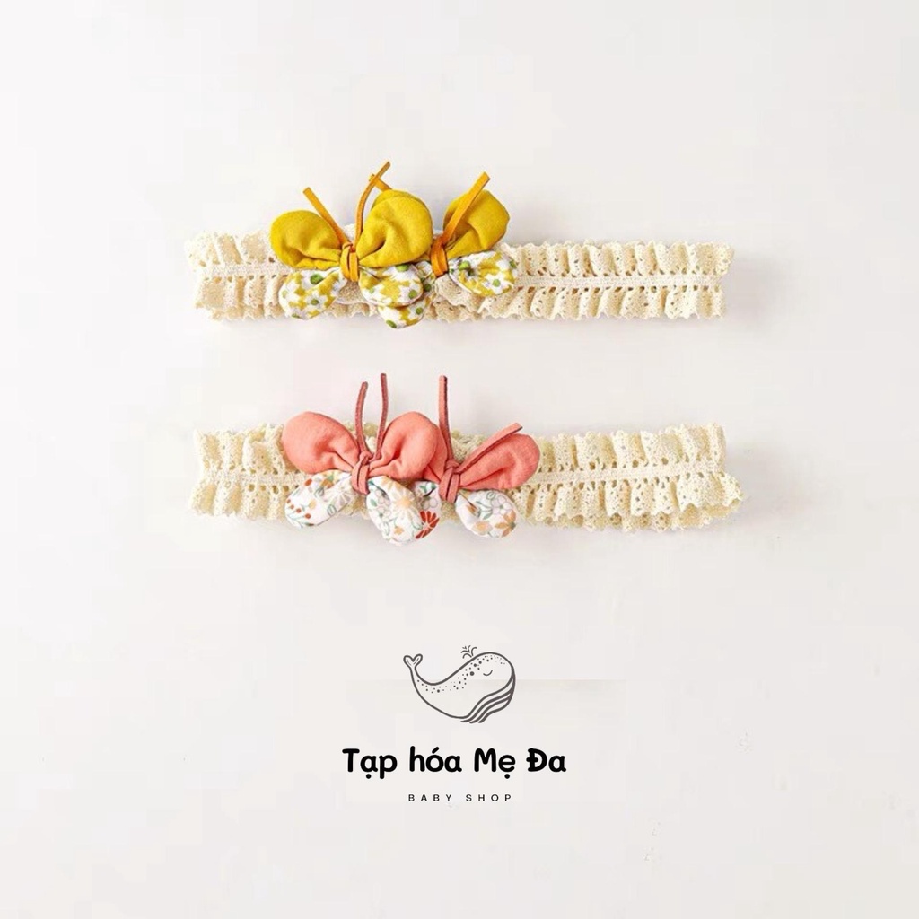 Băng đô cài tóc/turban đính hoa vải handmade size nhỏ cho bé sơ sinh 0-36 tháng