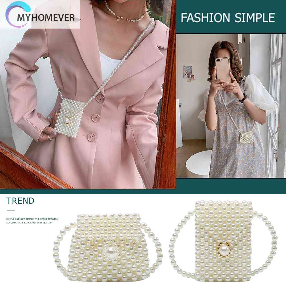 Túi Đeo Chéo Mini Đính Ngọc Trai Thời Trang Sành Điệu Cho Nữ