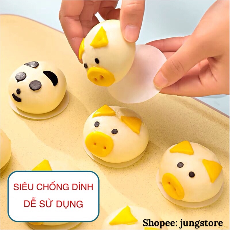 Giấy nến chống dính lót bánh bao, há cảo, dimsun, giấy lót cắt sẵn hình tròn, vuông nhiều kích thước 500 tờ