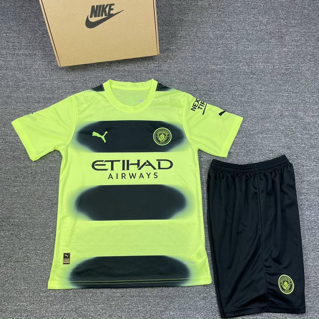 Bộ Quần Áo Bóng Đá Câu Lạc Bộ Manchester City Sân Khách Xanh 2022 2023
