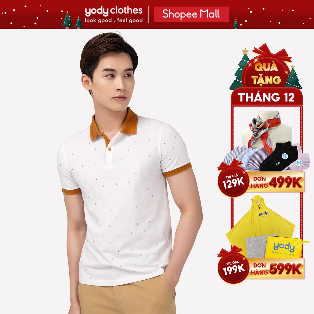 [Mã WABRYD221 giảm 10% đơn 250K] Áo thun polo nam YODY in hình mỏ neo, vải mắt chim thoáng mát APM4205