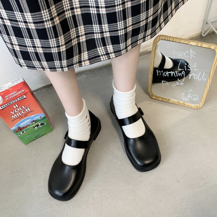 【annaber'shop】Xương s ườn Hàn cứng, giày gót thấp.