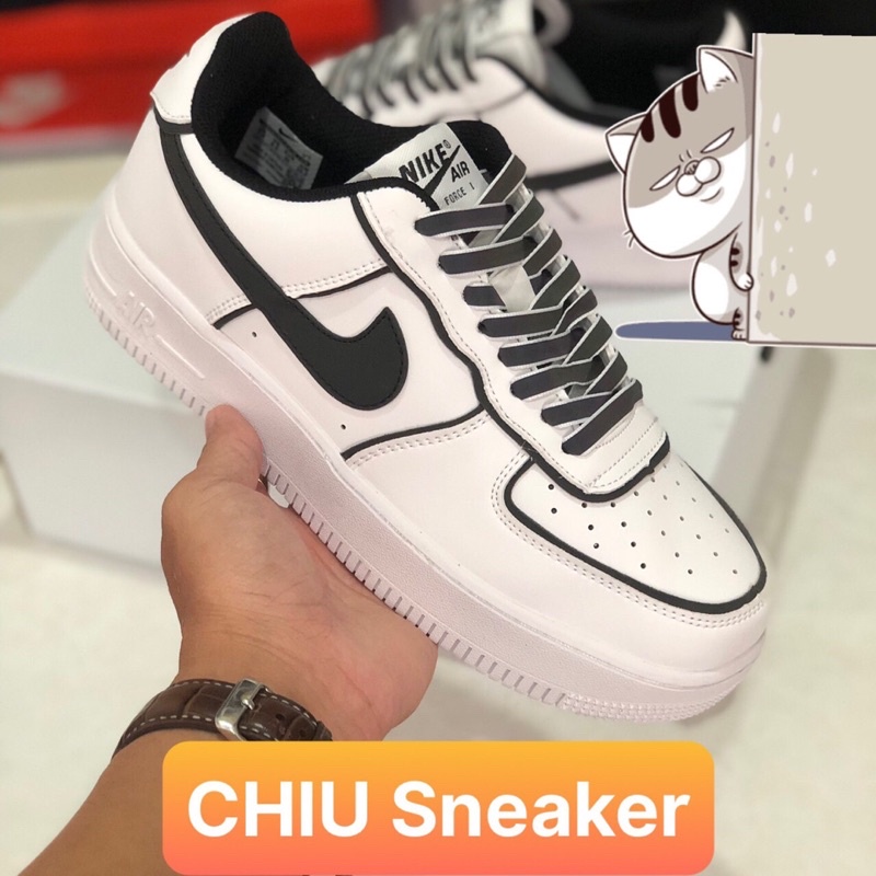 Giày thể thao nam nữ tăng chiều cao air force 1 trắng đen phản quang cao cấp giày Sneaker AF1 trắng đen