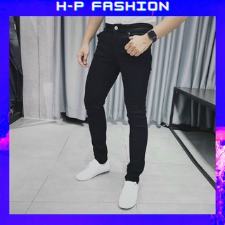 Quần jean nam đen trơn thời trang Hpfashion, Quần bò nam đẹp vải jean co giãn mềm mịn, form cực chuẩn - QJNTCS20