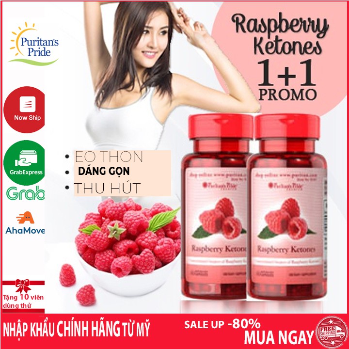 Viên uống hỗ trợ giảm cân an toàn, ngăn chặn tích tụ chất béo Puritan's Pride Raspberry ketones 120 viên của Mỹ