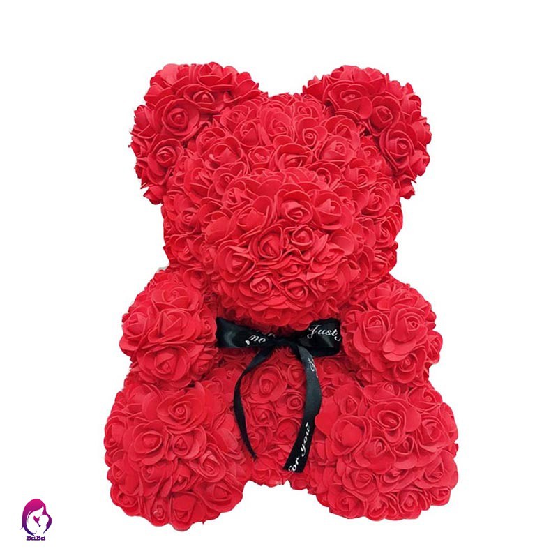 Gấu hoa hồng nhồi bông bằng xốp 40cm làm quà tặng lãng mạn cho phái nữ
