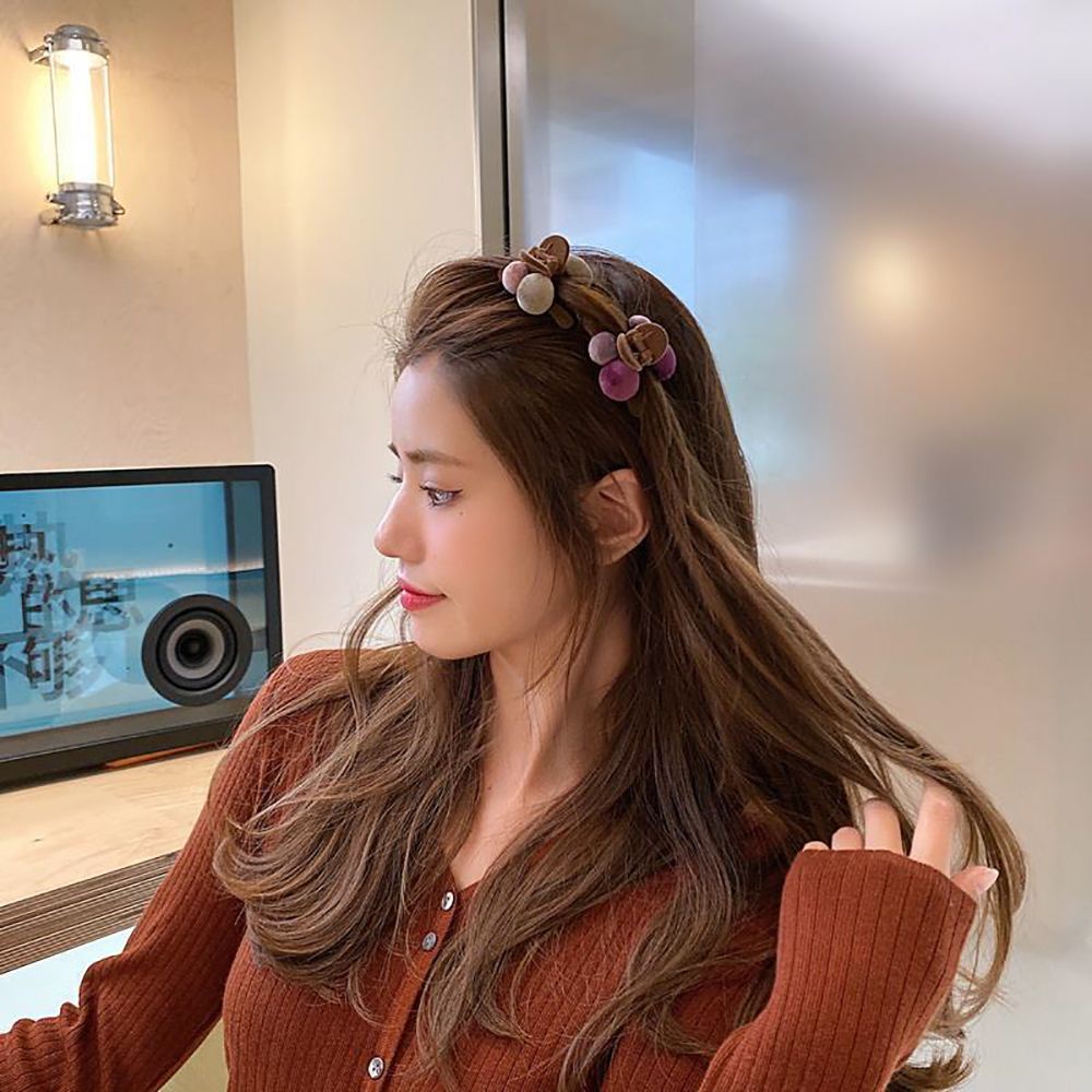 Kẹp tóc lông nhung hình học nhiều màu dễ thương phong cách Hàn Quốc cho nữ
