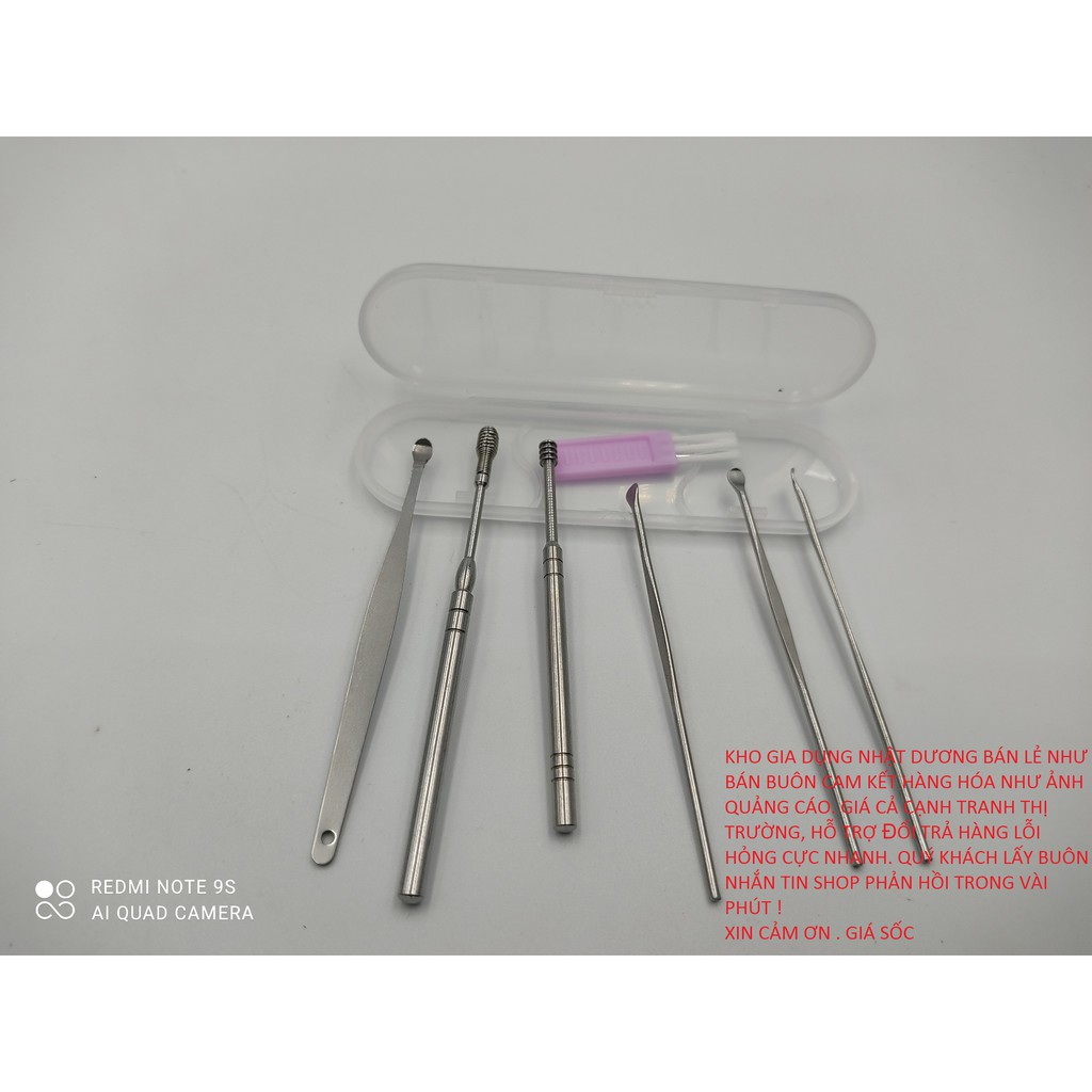 Bộ Lấy ráy tai inox cao cấp, Bộ lấy ráy tai, ngoáy tai 6 chi tiết