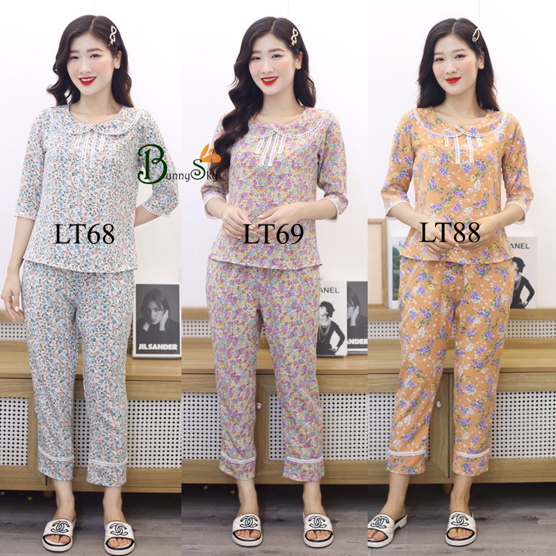 [Bunnysky] ĐỒ BỘ MẶC NHÀ, QUẦN ÁO NỮ SAU SINH MẪU TAY LỠ VẢI LỤA MỀM