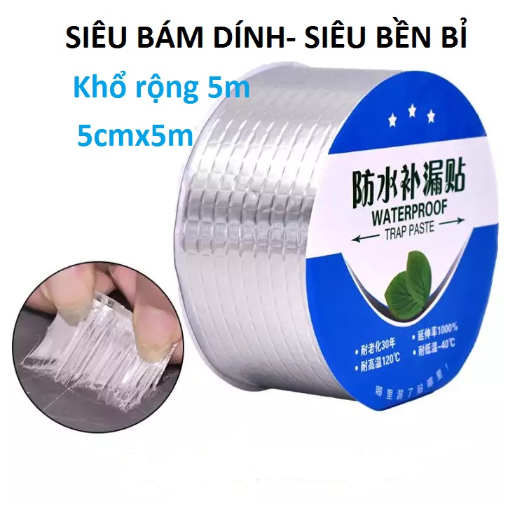 Cuộn Keo Xám Bạc Chống Thấm- Chống Dột Nước Butyl Khổ Rộng 5cm  ★Keo Xám Bạc ★