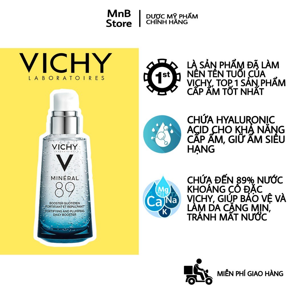 Tinh chất khoáng cô đặc Vichy Mineral 89 chuyên cấp ẩm cấp nước, phục hồi da hư tổn, dịu nhẹ cho da 50ml - MnB Store