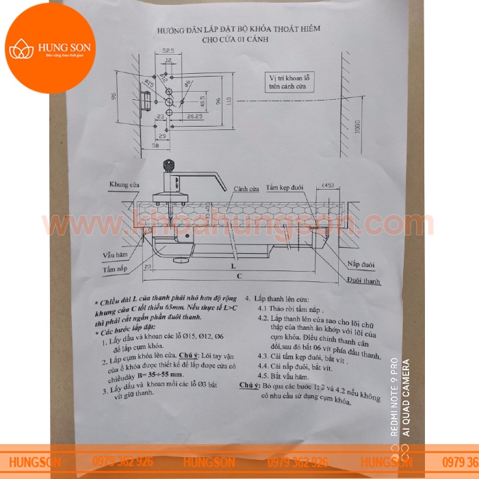 BỘ THANH THOÁT HIỂM KÈM CỤM KHÓA THOÁT HIỂM VIỆT TIỆP