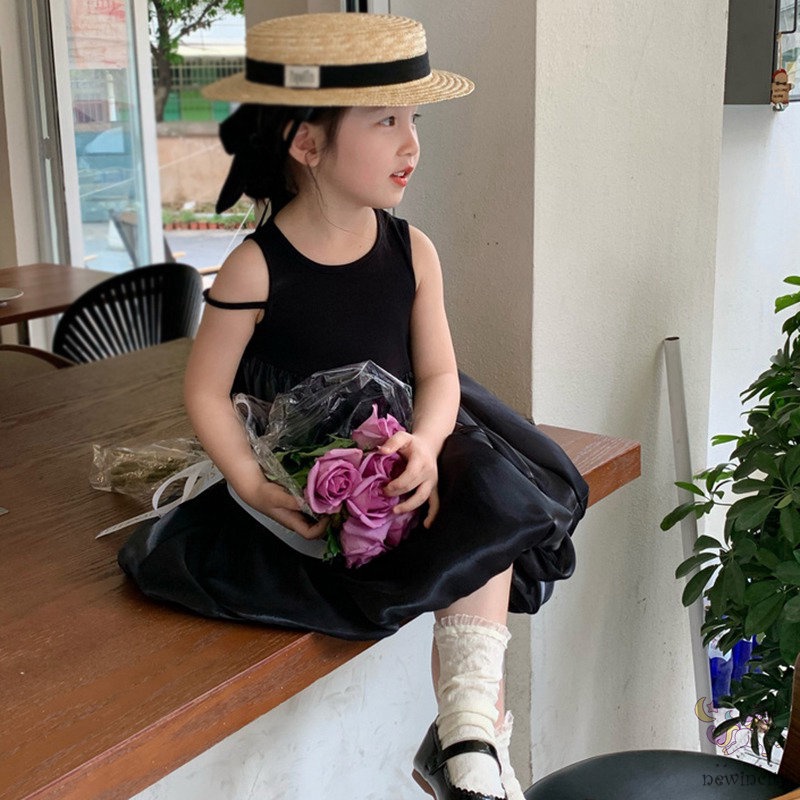 Đầm Công Chúa Không Tay Hở Vai Phong Cách Hàn Quốc Ngọt Ngào Dành Cho Bé Gái