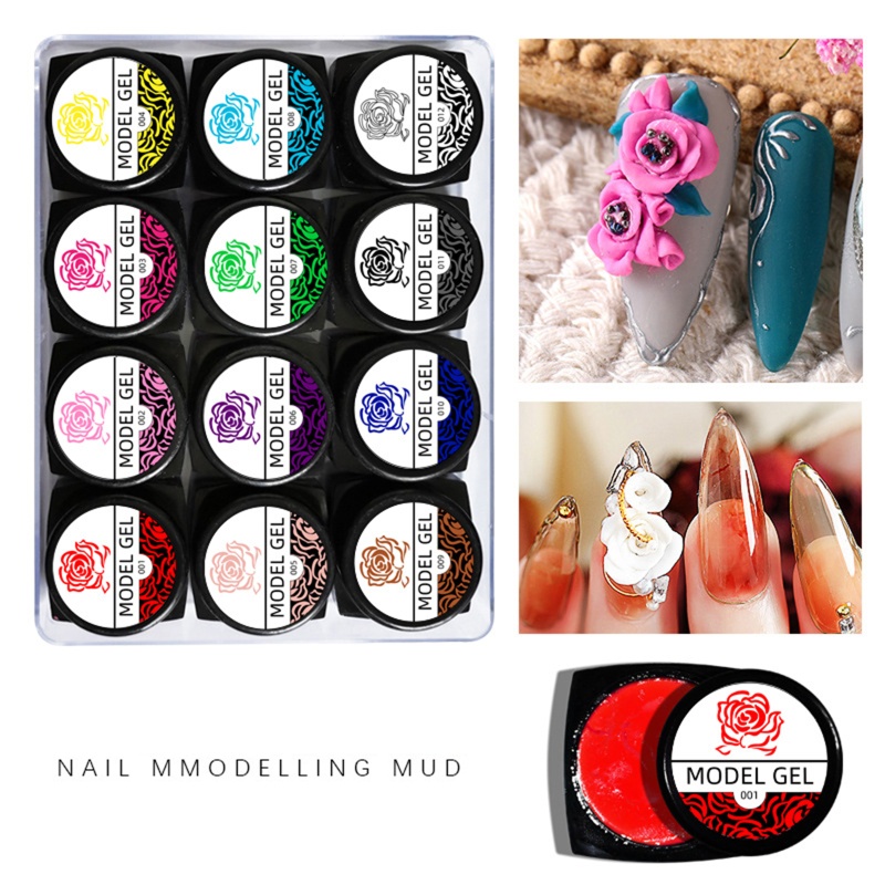 Set 12 Gel Sơn Móng Tay 3D Dạng Lột