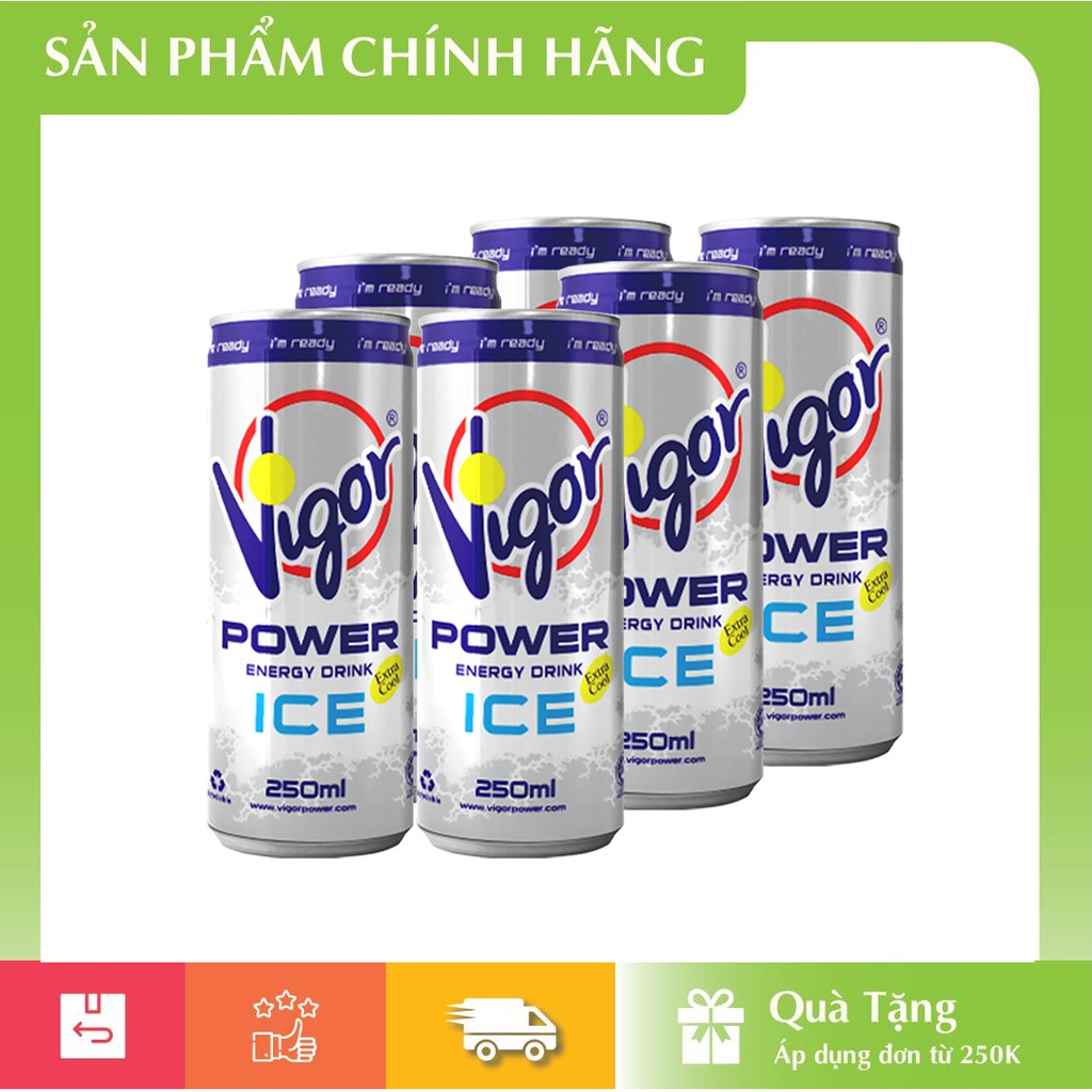 [HÀNG CHÍNH HÃNG] Lốc Nước Tăng Lực Vigor 250ml x 6 Lon