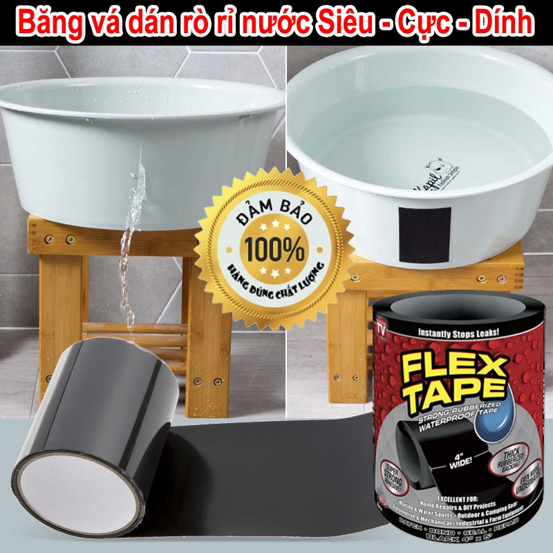 Băng keo Vá Rỉ Nước,Vá Vết nứt,Vá Đồ bể,Vá mọi thứ Siêu Cực Dính,FLEX TAPE Công Nghệ Mỹ (hình thật có video)