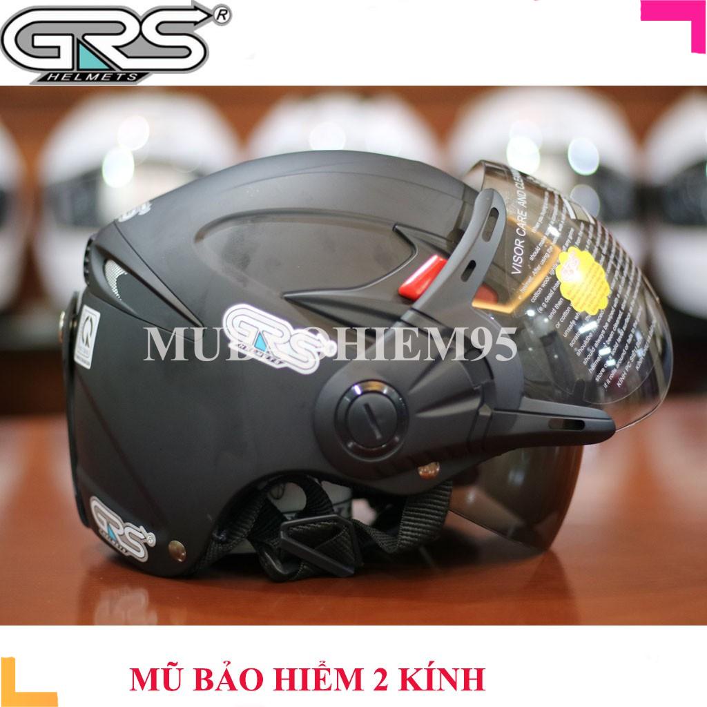 ♥️ Shop Uy Tín ♥️ Mũ bảo hiểm nửa đầu 2 kính GRS tháo lót, 1 kính âm gạt lên được