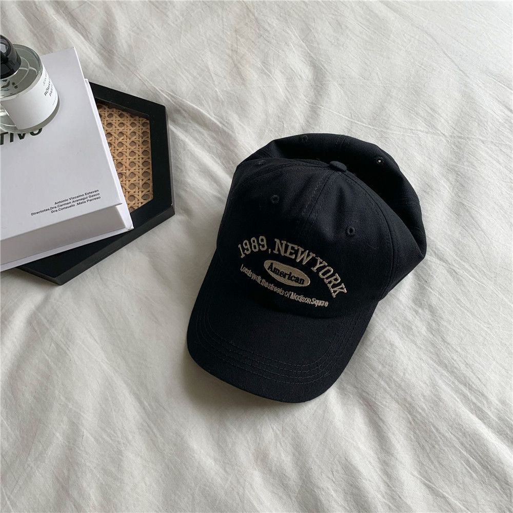 Mũ lưỡi trai cotton thêu chữ New YORK 1989 tùy chỉnh nhiều màu thời trang cho cặp đôi