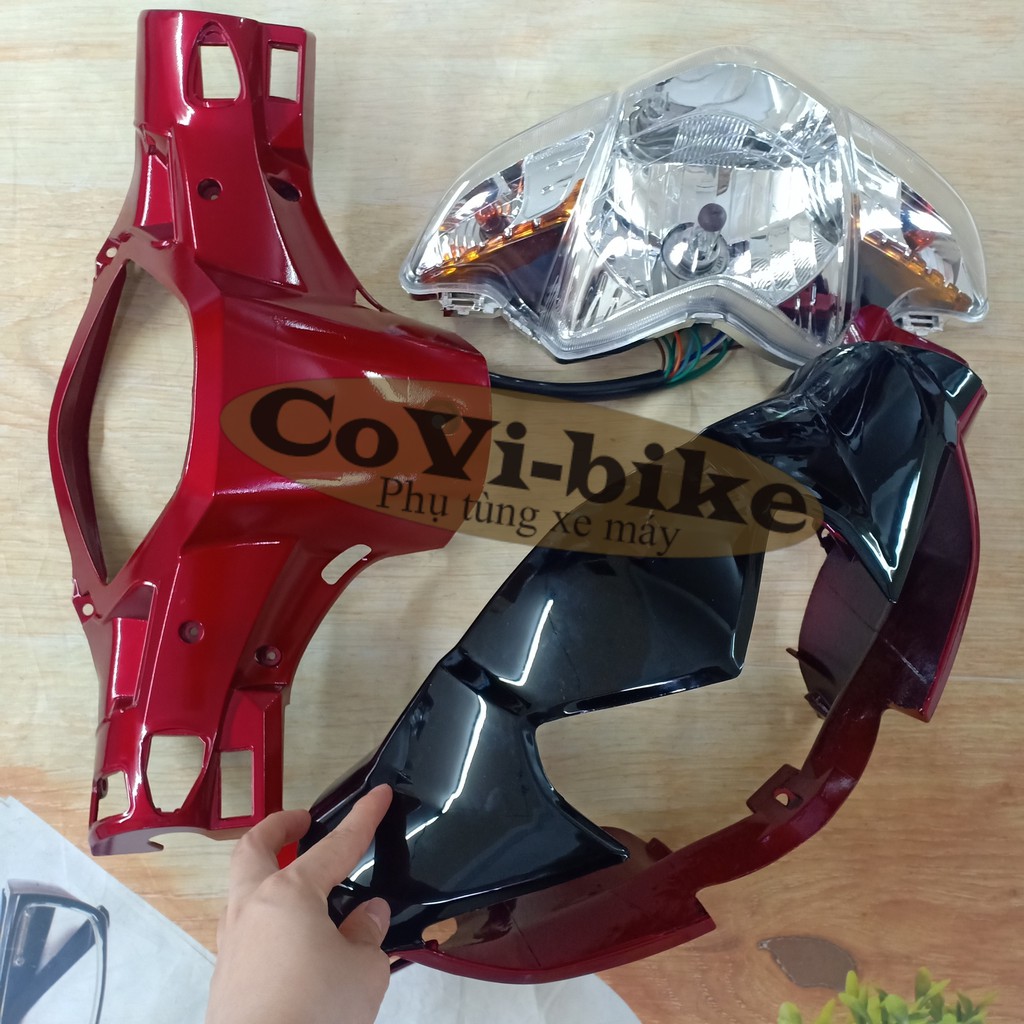 Trọn bộ ốp đầu đèn 4 món cho xe Wave RSX110 đời 2010 đến 2012  kèm pha đèn có bóng siêu sáng
