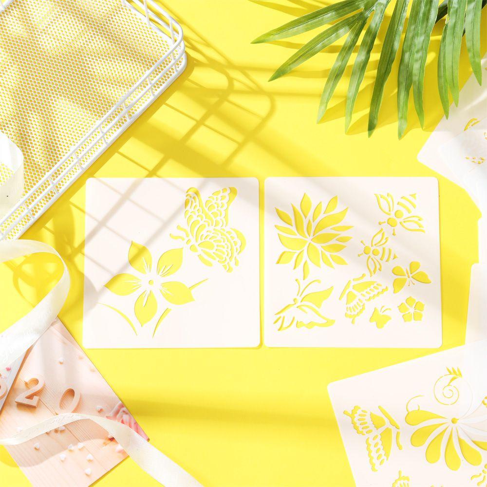 PISTA Set 9 / 15 Khuôn Vẽ Hình Hoa Bướm Nghệ Thuật Có Thể Tái Sử Dụng