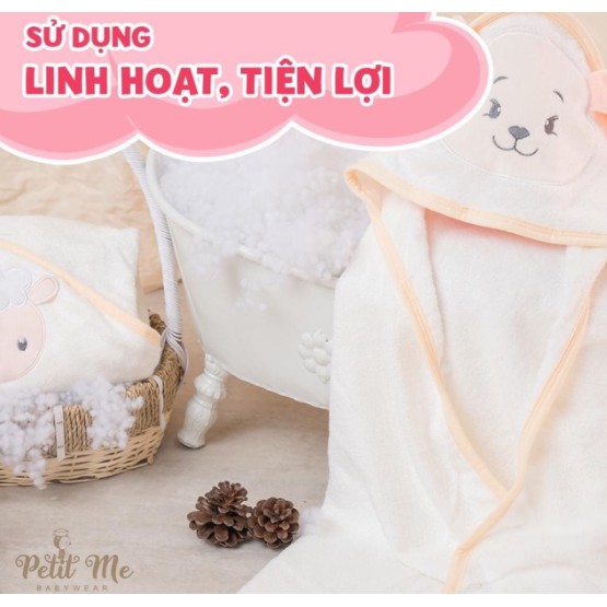 Khăn tắm cotton có mũ Petit Me