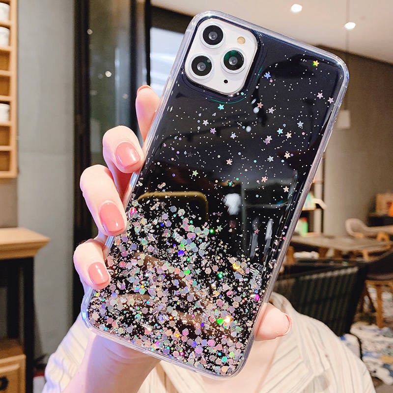 Ốp lưng TPU trong suốt long lanh cho iPhone, Ốp lưng sáng bóng sang trọng cho iPhone 12 11 Pro X XS Max XR SE 2020 7 8 6 6S Plus