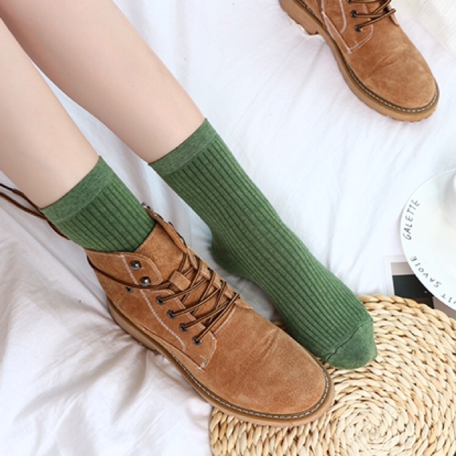 Tất Nữ Nhún Cổ Cao - Vớ Bèo Nhún Nữ Cổ Cao Màu Trơn Basic Nhiều Màu Phong Cách Hàn Quốc