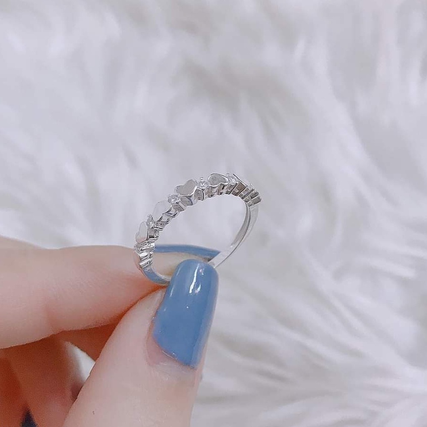Nhẫn bạc Nhẫn hàng trái tim nhỏ bản dày Van Jewelry V10408