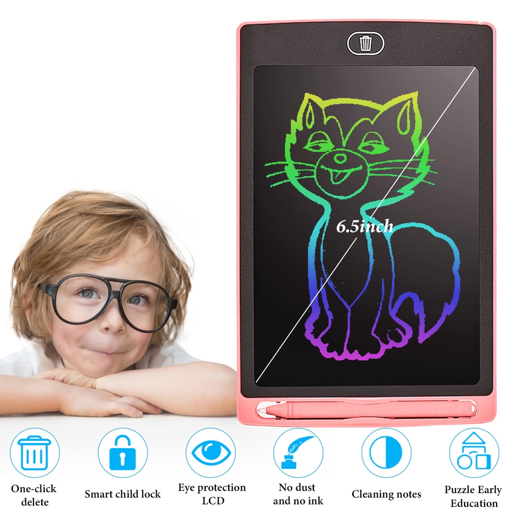 Bảng vẽ tự xóa điện tử 3D ANDY'S KIDS bảng viết vẽ thông minh 6.5 inch màn hình LCD đa sắc đồ họa đẹp kèm bút dạy học