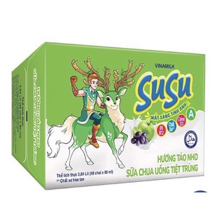 Thùng 48 Chai Sữa Chua Uống SuSu IQ Hương Táo Nho - 80ml