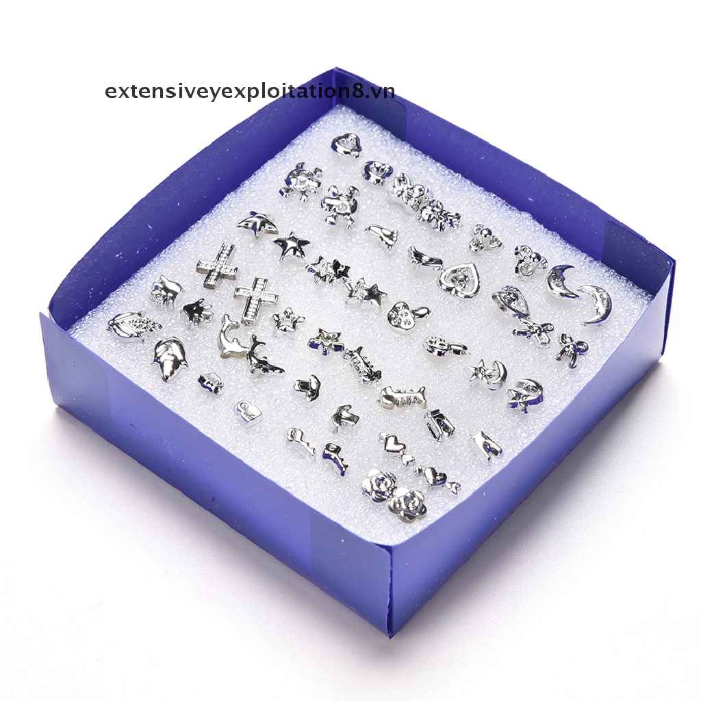 Set 24 Đôi Khuyên Tai Nhựa Mạ Bạc Thời Trang