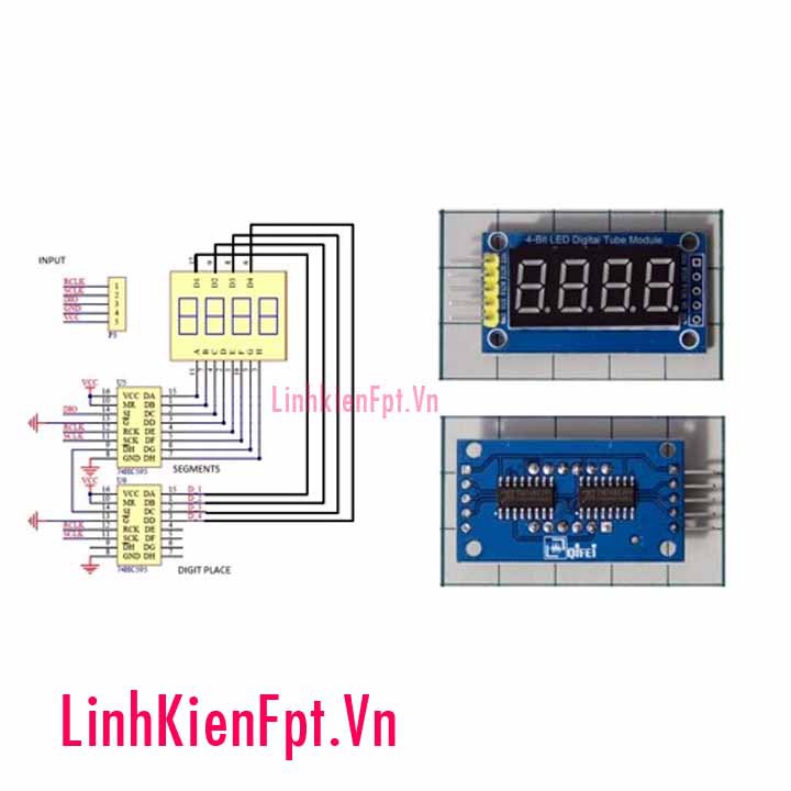 MODULE 4 LED 7 THANH 0.36 INCH DÙNG 74HC595 .