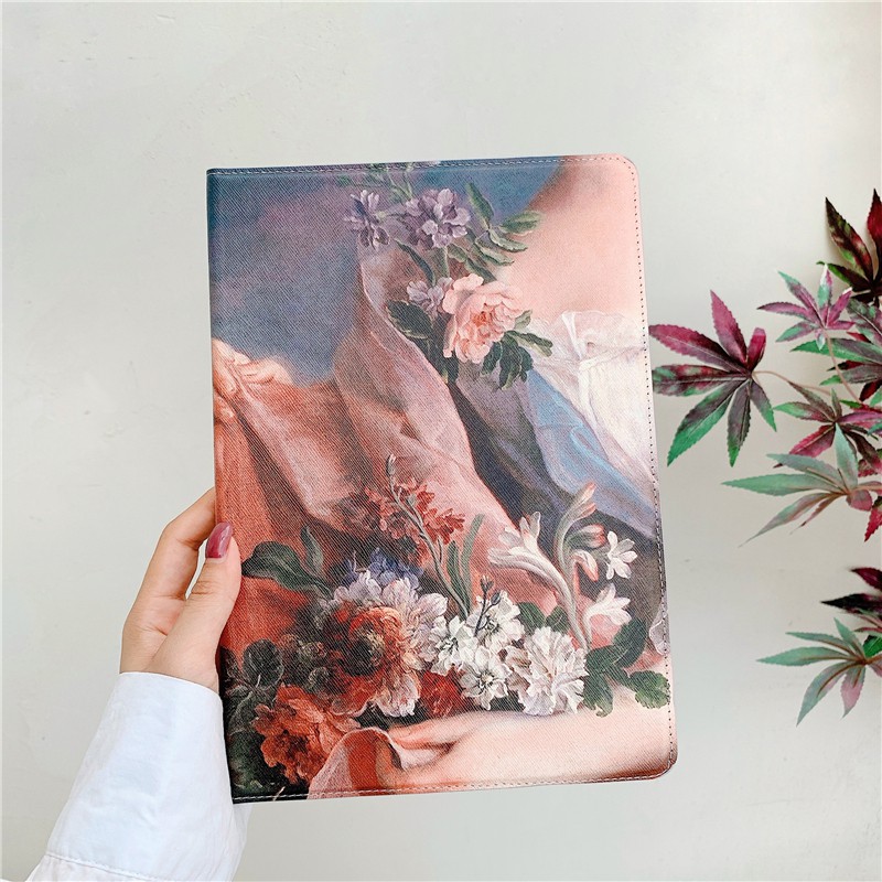 iPad Case - 10.2 / Air 3 / Pro 10.5 PU Leather Classical Oil Painting Flower Deer Casing Cover Accessories Gadgets iPad Pro 2020 11 9.7 10.5 iPad Mini Air 5 4 3 2 1 iPad 10.2 7.9 Colorful Apple Case