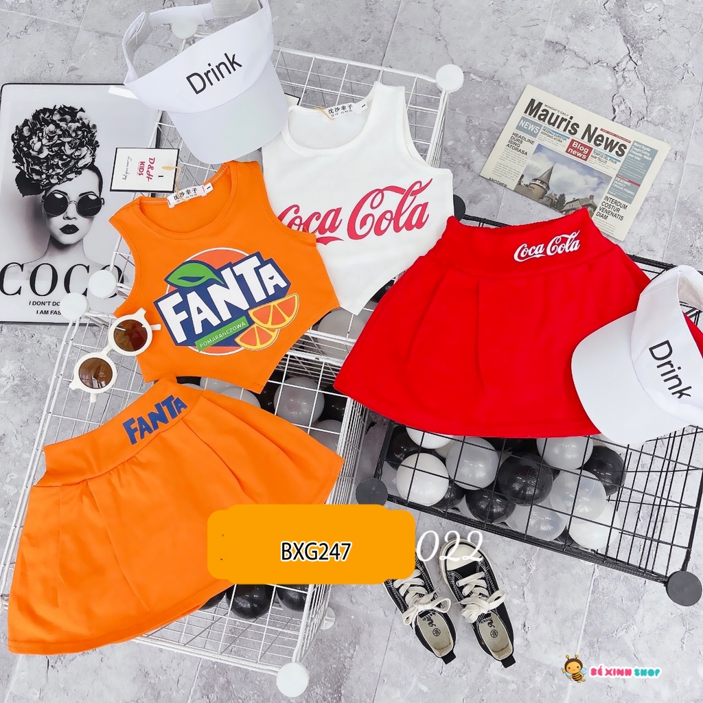 Set Áo Nước Ngọt Kèm Chân Váy Dễ Thương Cho Bé Gái BXG245