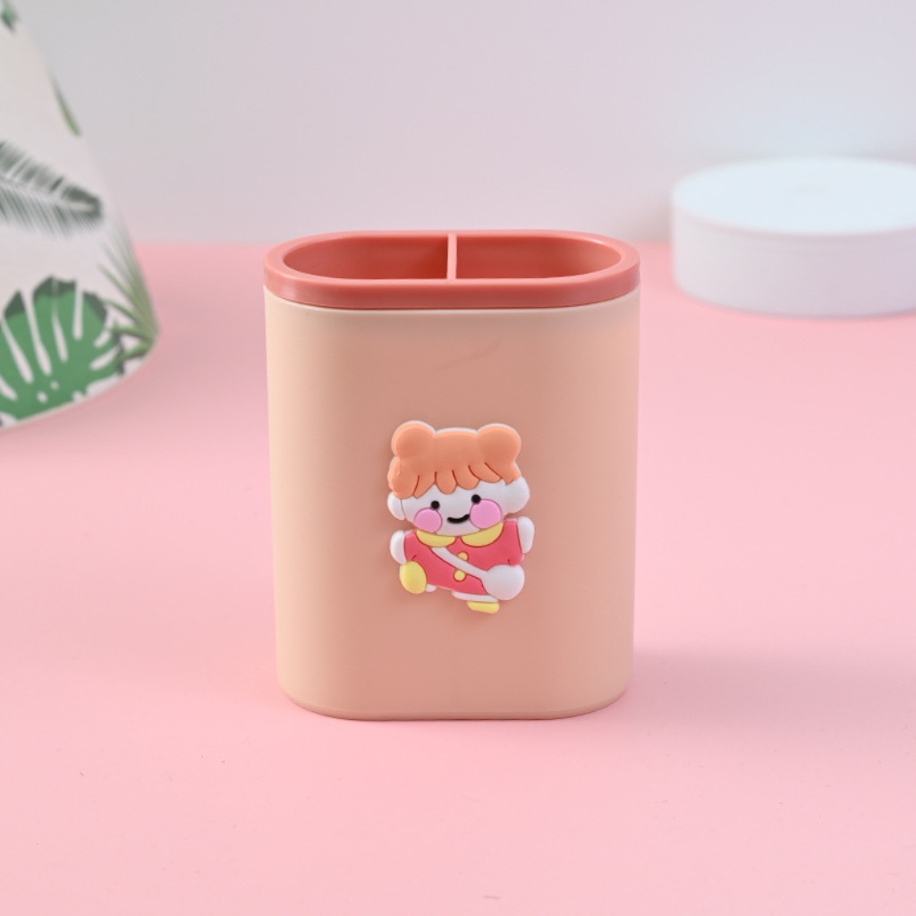 Ống cắm bút/ hộp đựng bút 2 ngăn để bàn siêu cute nhiều mẫu tiện ích
